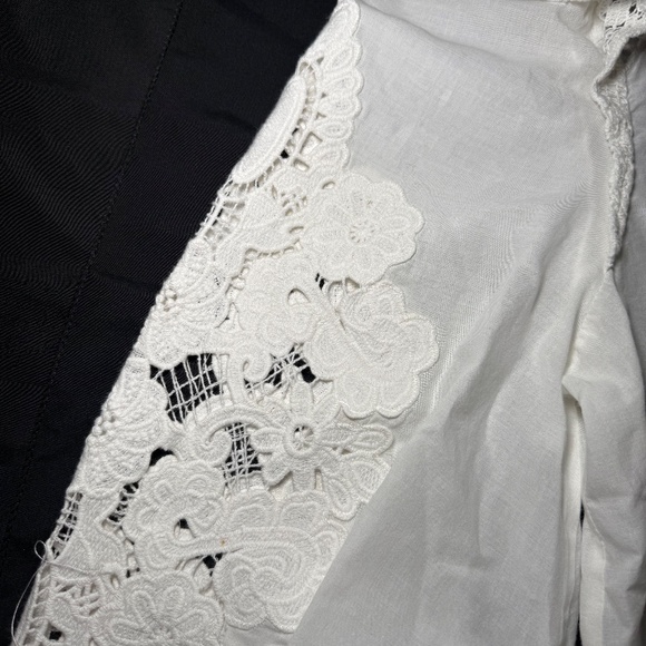 Farm Rio Boho Romantic Blouse Ivory Off White Shirt Women’s Small - Picture 4 of 7